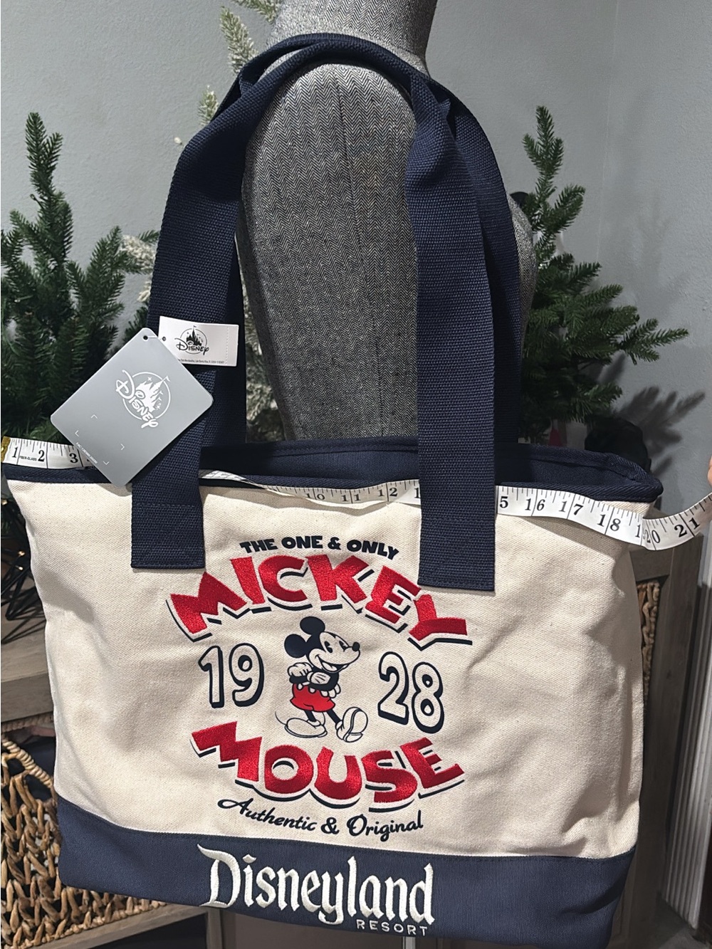 Disneyland Mickey Mouse Canvas Tote Bag – Navy & Cream - NWT!!